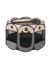 Portable Foldable Pet Tent Dog House Octagonal Fence Puppy Shelter Easy To Use Outdoor Easy To Operate Large Dog Cage Cat Fence - Grey - View 2