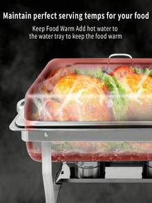 High Quality Insulated Dining Car Set [1/4 Piece Set], Party Food Insulated Stove, Stainless Steel Rectangular Food Storage Insulated Container, Suitable For Indoor And Outdoor Use, Adjustable Temperature, Easy To Clean, Suitable For Catering Services, Birthday Parties, Holiday Gatherings, And Church Activities - Silver - View 3