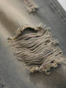 DAZY Women's Loose Fit Distressed Washed Copper Tone Denim Jeans - Black - View 6