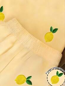 Resyla 2pcs Women Embroidered Casual T-Shirt And Shorts Set - Apricot - View 4