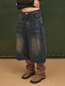 COUREZ 女士牛仔短裤 - 深色水洗藍 - 查看 6