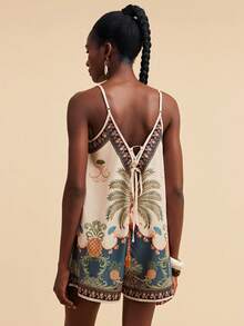 Travachic 2026 Women Palm Tree Print Loose Romper - Multicolor - View 2