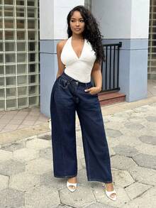 Alexandranx 女士夏季演唱会服装 狂欢装 节日外出 Y2K 海滩装 热带度假 白色 V 领连体裤 - 白色 - 查看 1