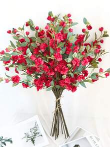 Faux Silk Camellia Flowers 8pcs, 90cm Long Stem Rose For Home Garden Office Decor, Housewarming Gift, All Season Table Arrangement - Red - View 3