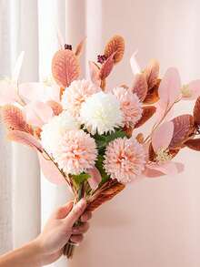 1pc Simulation Flower Pomander Bouquet In White And Blue For Home Table Decor Christmas For Holiday Gift Giving - Burnt Orange - View 5