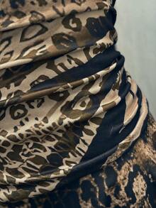 StreetHx Women's Bohemian Style Animal Print V-Neck Halter Dress - Multicolor - View 5