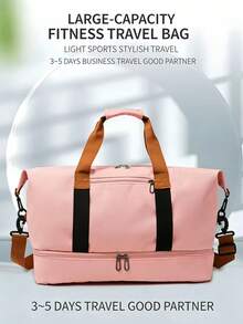 女士旅行手提包 大容量 周末旅行 过夜行李 可套在手提箱上 配有可拆卸肩带 防水 轻便 适合健身、游泳、瑜伽、徒步、运动 随身携带 - 彩色 - 查看 3
