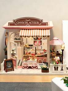 1套减压DIY木制微型建筑模型屋组装玩具屋礼品 - 彩色 - 查看 5