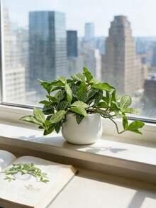 1/2 chậu cây leo giả nhiều màu sắc - Trang trí tự làm | Cao khoảng 20cm (bao gồm cả chậu tròn màu trắng) | Hoàn hảo để trang trí bệ cửa sổ, kệ trong phòng khách, bàn làm việc, bàn đầu giường, giữ được vẻ tự nhiên mà không cần chăm sóc - màu xanh lá - Xem 4