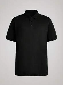 Officeau Áo Polo nam tay ngắn màu trơn, kiểu dáng thường ngày, phù hợp cho các hoạt động thể thao như golf, màu đen. - màu đen - Xem 1
