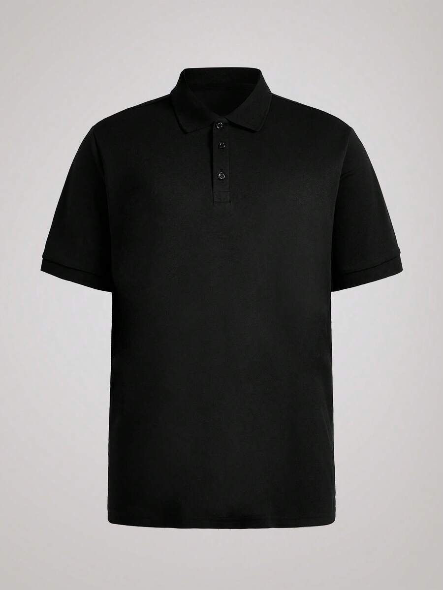 Officeau Áo Polo nam tay ngắn màu trơn, kiểu dáng thường ngày, phù hợp cho các hoạt động thể thao như golf, màu đen. - màu đen - Xem 1