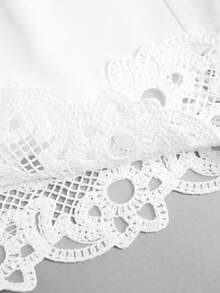 Franclia Casual Vacation Trousers Lace Splicing Trousers Elastic Waistband Diagonal Pockets Spring And Summer Trousers Women's Elegant Trousers Women's Commuting Versatile Trousers White Trousers Women's Holiday Trousers Women's Commuting Wear Trousers Women's Casual Trousers Women's Country Style Trousers Women's Wide-Leg White Trousers Women's Holiday Wear Trousers Women's Social Wear Trousers - White - View 6