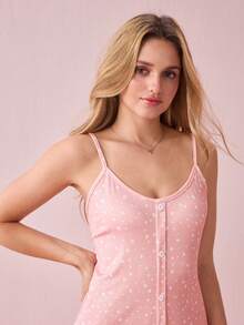 SweetSlumber 女士吊带背心心形荷叶边下摆睡裙娃娃装节日季 - 彩色 - 查看 6