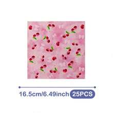 粉色蝴蝶结樱桃图案一次性餐盘、餐巾纸和杯子套装，可供20位客人使用。这款一次性派对用品套装（包括餐盘、餐巾纸和杯子）非常适合生日派对、婚礼和家庭野餐。 - 查看 11