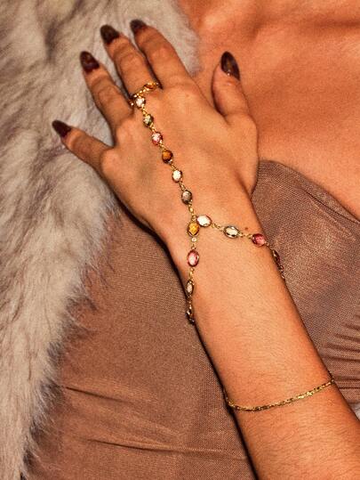 Glisma 18K Gold-Plated Single-Piece Beaded Finger Chain, Suitable For Parties, Leisure, Concerts/Festivals, Nightclubs, Cute, Luxury, Metal/Metal Texture, Weddings, Festivals, Vacations, Camping, Y2K/For Mom/Lady/Girl, Autumn/Winter, Festivals, Holidays