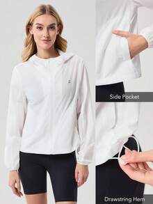 OutZeal Women Outdoor Jacket White Daily Casual Lightweight Hooded Zip Up Tops - White - View 4