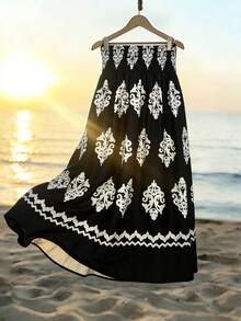 Breezaya Cinched Waist Flared Casual Skirt For Women Boho Skirts For Women Elegant Skirt Bohemian Skirt Summer Skirt - Black - View 8