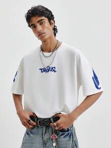 TOKVUE Men's Fashion Personalized Graffiti Letter Print T-Shirt - White - View 6