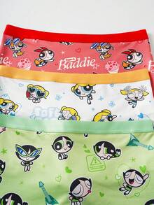 THE POWERPUFF GIRLS X SHEIN 女士卡通印花松紧腰平角内裤 - 彩色 - 查看 8