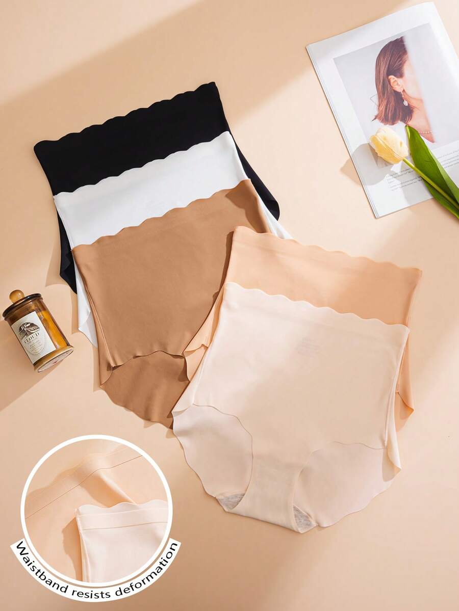 NudeFit 5-Pack Minimalist Wavy Trim Seamless Elastic Waist Mid-Rise Panties - Multicolor - View 1