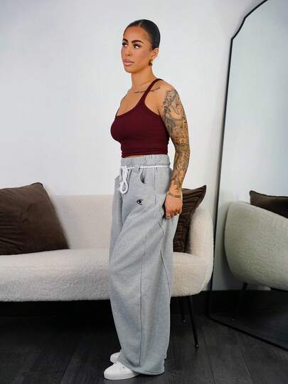 SAYEHFBABY 女士秋冬街头服饰 返校风 学院风 休闲 保暖舒适 法式灰色 弹性腰带 弧形下摆 裤子