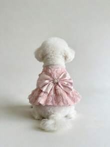 宠物服装，猫狗适用的 3D 玫瑰吊带背带裤，黑色、粉色和白色婚纱，以及宠物伴娘主题芭蕾舞裙。 - 粉色 - 查看 5