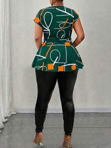 Maweii 大码女式无袖不对称下摆系带性感衬衫，不对称图案休闲度假衬衫 - 彩色 - 查看 2