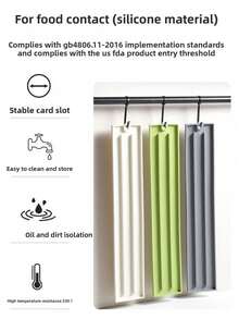 1PC Narrow Slot Pot Lid Storage Mat, Multifunctional Kitchen Countertop Stove Pot Pan Cutting Board Holder Non-Slip Draining Mat - off-white - View 3