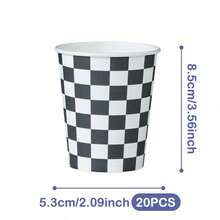黑白格子花瓣图案一次性餐盘、餐巾纸和杯子套装，可供20位客人使用。这款一次性派对用品套装（包括餐盘、餐巾纸和杯子）非常适合生日派对、婚礼和家庭野餐。 - 查看 7