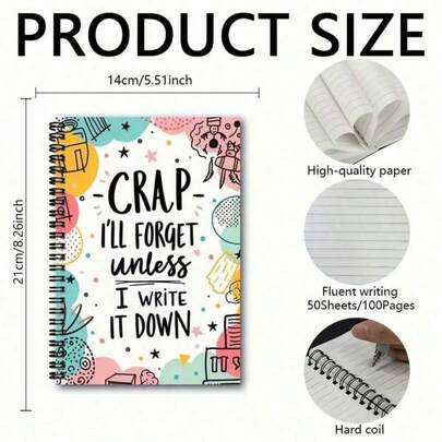 1pc Vibrant Spiral Notebook, Lively Design Daily Planner Journal, Smooth Writing Paper Cover, Creative Diary Notebook For School Office & Gift