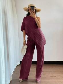 Conjunto de dos piezas para mujer para uso diario - Burdeos - Ver 5