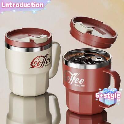 1 cốc cà phê bằng thép không gỉ 304 dung tích 400/480ml có tay cầm và nắp, cốc cà phê cách nhiệt hai lớp, cốc chống bỏng khi uống trà sữa, nước, cốc chống rò rỉ cho cả nước nóng và lạnh, thích hợp cho học sinh và người lớn sử dụng tại nhà, trường học, ký túc xá, văn phòng, cắm trại ngoài trời, dã ngoại, du lịch, chuẩn bị cho năm học mới.