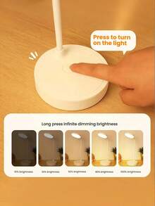 Teckwe Đèn bàn LED sạc USB, đèn đọc sách bảo vệ mắt, cấp nguồn qua USB, 3 mức độ sáng, chế độ ánh sáng trắng/trung tính/ấm có thể chuyển đổi, chức năng đèn ngủ, lý tưởng cho việc đọc sách và học tập tại nhà, văn phòng, dung lượng pin 800mAh. - Three-tone Lighting - Xem 9