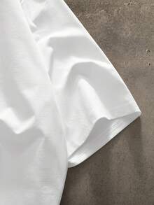 AXEPEAK Standard Size Men's White Cropped Boxy Vintage T-Shirt, Summer - White - View 4