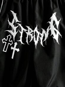 Coolqubz Teens' New Spring/Summer Gothic Lightning Graphic Casual Straight Leg Sports Streetwear Pants - Black - View 4