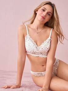 Myrelith Lencería De Encaje Y Estampado Floral Romántico - Blanco - Ver 9