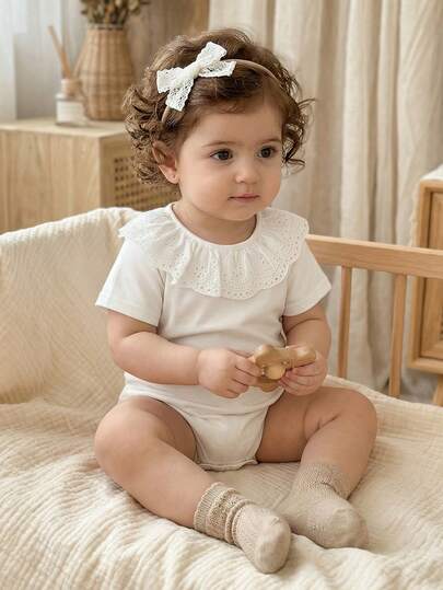 Vintaside Kids Mono de manga corta de cuello redondo con botones para bebé niña, adecuado para uso diario, viajes y campamentos