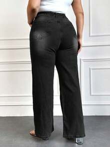 EURMUSE Plus Straight Leg Jeans - Dark Grey - View 2