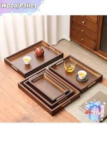 A Bamboo Tray, Serving Tray, Tea Tray - Brown - View 4