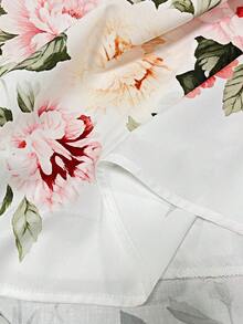 Balvessa Women's Elegant Floral Print A-Line Skirt - White - View 6