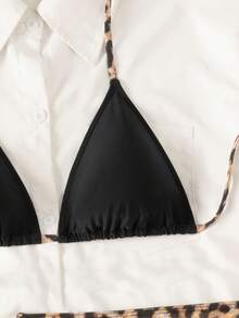 Swim Vcay 3件套女士黑色豹纹比基尼套装，时尚度假沙滩泳池派对泳装 - 彩色 - 查看 5