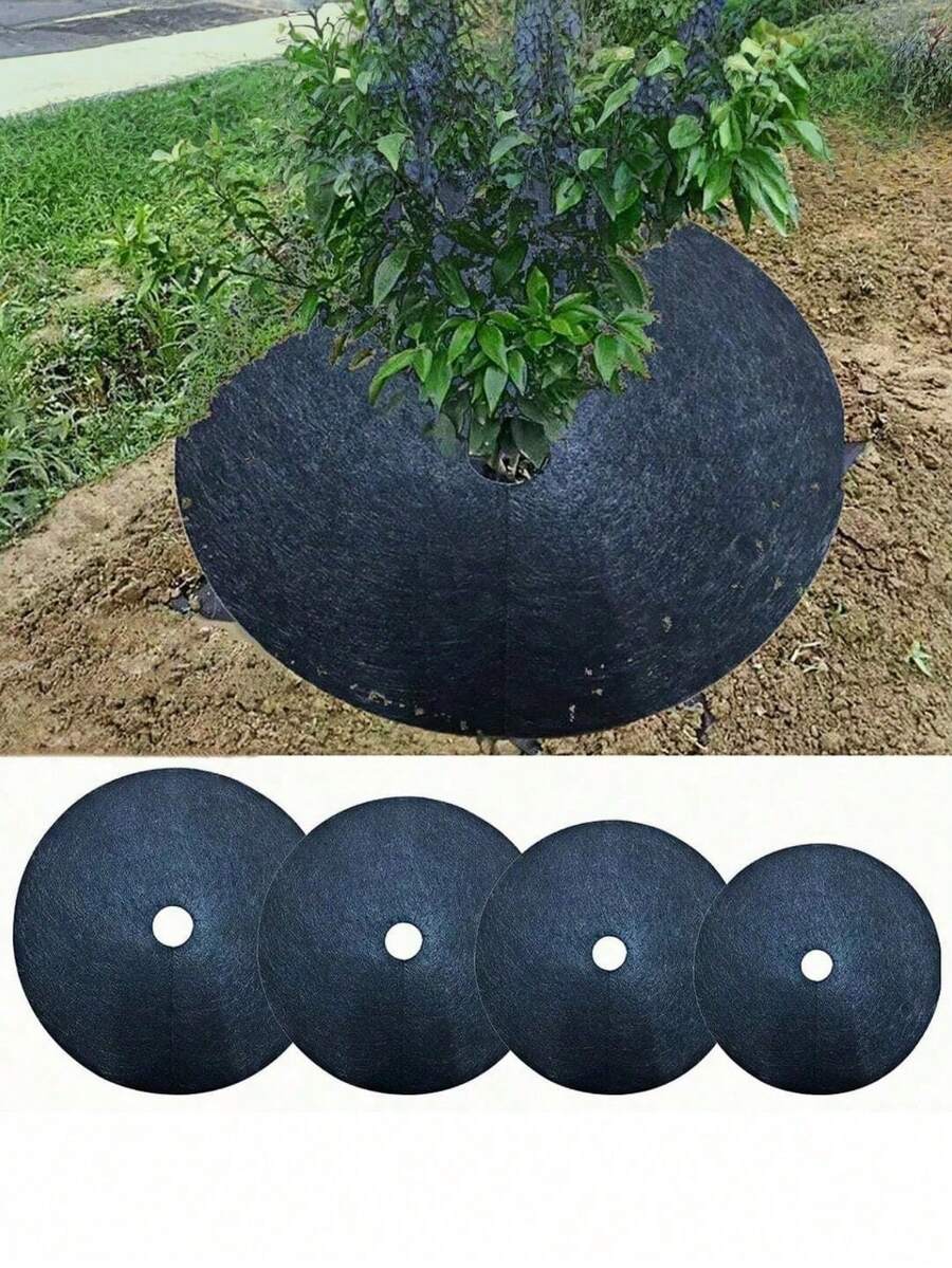 2 件无纺布树覆盖环，可重复使用树覆盖环无纺布景观织物用于园艺景观控制根部保护，果树/果园/草坪无纺布园艺景观织物覆盖 - 彩色 - 查看 1