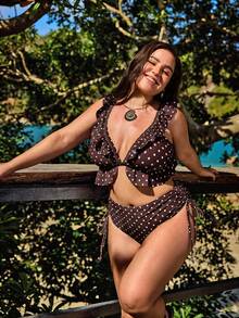 Swim Mod Conjunto de traje de baño de talla grande con estampado de lunares - Multicolor - Ver 2