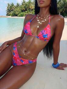 Slaydiva 女士花卉印花性感比基尼套装，夏季 - 彩色 - 查看 1