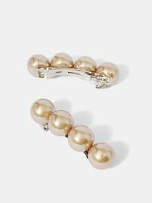 MOTF PREMIUM 2PCS FAUX PEARL FRENCH CLIP HAIR CLIPS CLAW CLIPS HAIR CLAWS HAIR BARRETTES - Champagne - View 6