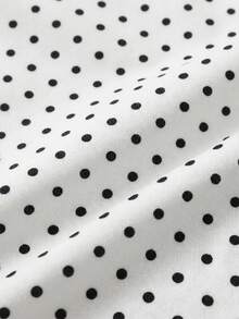 SHEIN 少女花卉金属扣V领波点印花针织纹理修身吊带背心，适合度假、音乐节、波西米亚风、假日、约会、返校、日常穿着，时尚造型露背上衣，白色波点女士吊带背心，波点泳装，波点上衣，儿童款 - 白色 - 查看 5