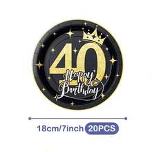 Bộ đồ dùng một lần mừng sinh nhật lần thứ 40 họa tiết chấm bi đen vàng, gồm đĩa, khăn ăn và cốc, phục vụ 20 khách. Bộ đồ dùng tiệc dùng một lần này (bao gồm đĩa, khăn ăn và cốc) rất phù hợp cho các bữa tiệc sinh nhật, đám cưới và dã ngoại gia đình. - Xem 7
