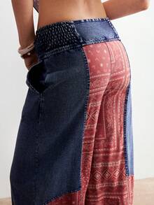 Bohemela Women's Casual Knit Patchwork Loose Pants - Multicolor - View 6