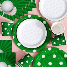 Golf Time一次性餐盘、餐巾纸和杯子套装，可供20位客人使用。这款一次性派对用品套装（包括餐盘、餐巾纸和杯子）非常适合生日派对、婚礼和家庭野餐。 - 查看 3