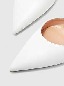 CUCCOO BIZCHIC Women's White Matte Pointed Toe Ankle Strap Stiletto Heels, Elegant Professional Commuting Shoes - White - View 4